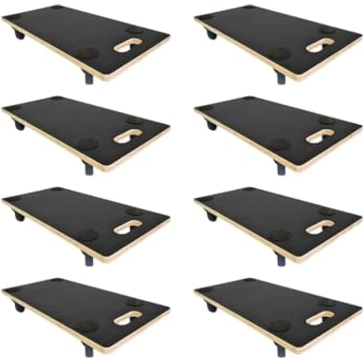 PROREGAL Mega Deal 8x Profi Transportroller, 4 Lenkrollen, Traglast 200 kg, Siebdruck Holzplatte, Schwarz, HxBxT 11,5 x 30 x 60 cm – Bild 1