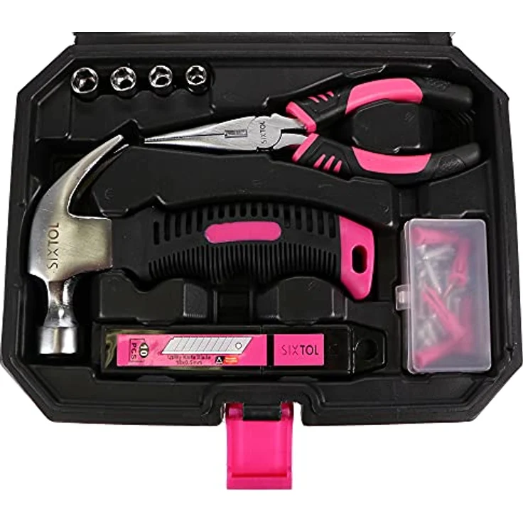 Sixtol Werkzeugkoffer HOME PINK, 66-teiliges Haushaltswerkzeugset in Rosa – Bild 3