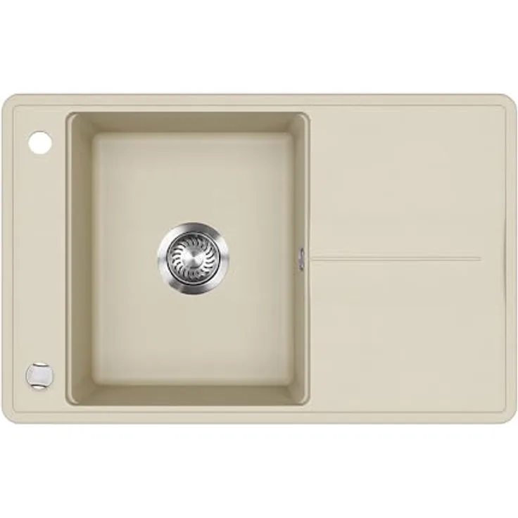 Bergström Spülbecken "Kyoto", Beige, 78 x 50 cm, robustes Design mit integriertem Abtropfflügel und chemischer Widerstandsfähigkeit