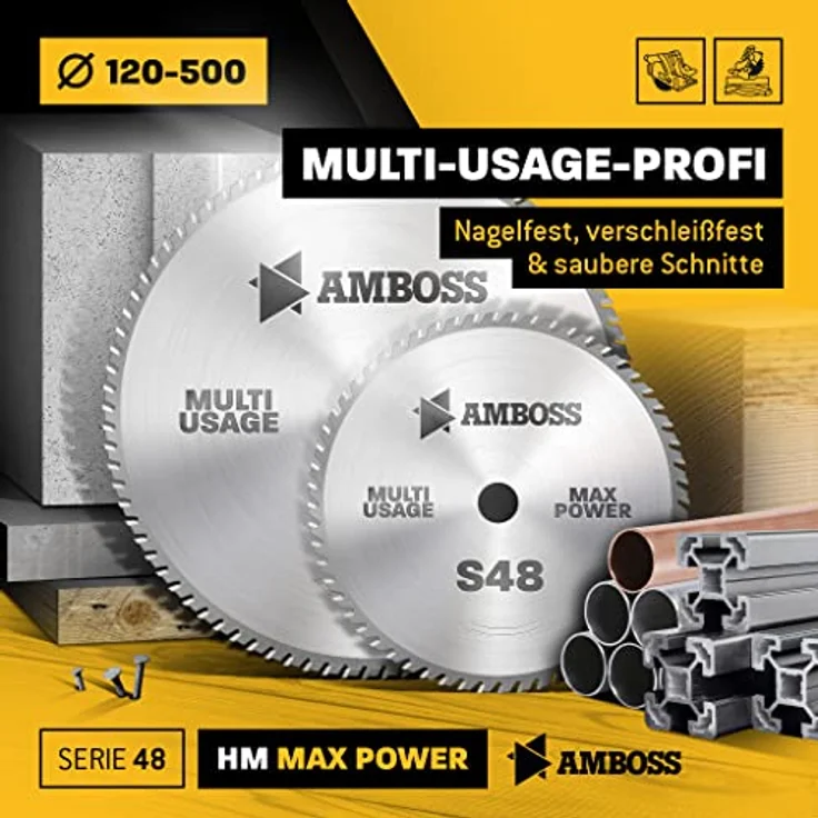 Universal Kreissägeblatt - AMBOSS Werkzeuge - 160 x 20/16 mm (42 Zähne) - Hochwertige Multifunktions-Kreissägeblätter aus Hartmetall - Zum Sägen von Holz, Metall & Kunststoff… – Bild 3