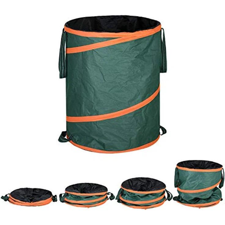 Gardebruk 3 x Gartensack Pop up, 3 x 165 Liter = 495 Liter | verstärkende Spiralfeder | doppelte Kreuznähte | Gartenabfallsack Laubsack – Bild 4