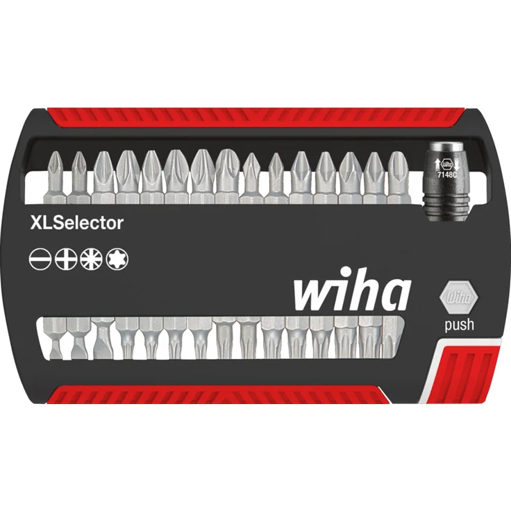 Wiha Bit Set XLSelector Sicherheitsbits Standard 25 mm gemischt 31-tlg. 1/4", Tri-Wing/Spanner/Innensechskant mit Bohrung/Torq-Set/Torx mit Loch/Innenvierkant – Bild 1