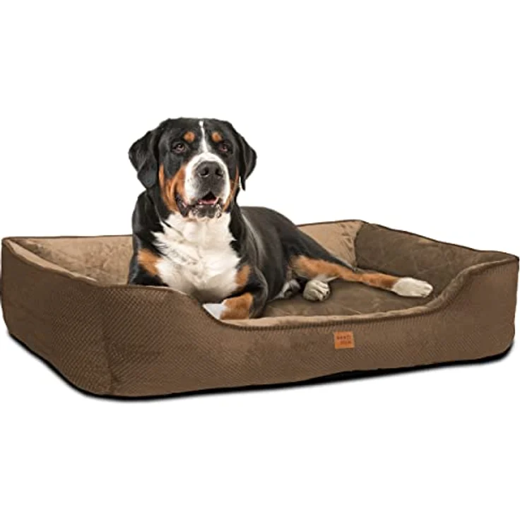 ib style® Happy Milo Hundebett | Körbchen für Hunde & Katzen | mit Reißverschluss | Größe: XL | Braun - Preisvergleich – Bild 1