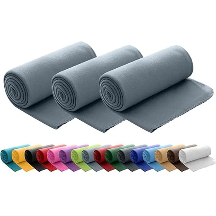 wometo 3er Set Polar Fleecedecke oekoTex 130x160 ca. 400g mit Anti-Pilling und Kettelrand grau – Bild 1