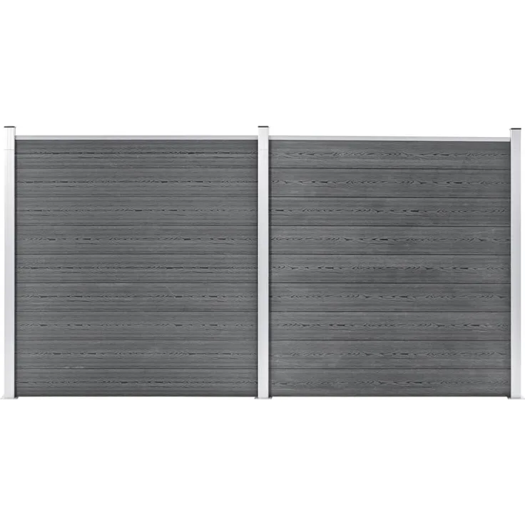 Prolenta Maison Exclusive Gartenzaun WPC, 353×186 cm, grau, robust und langlebig, einfache Montage, inkl. 18 Platten, 3 Pfosten und 2 Aluminiumstangen