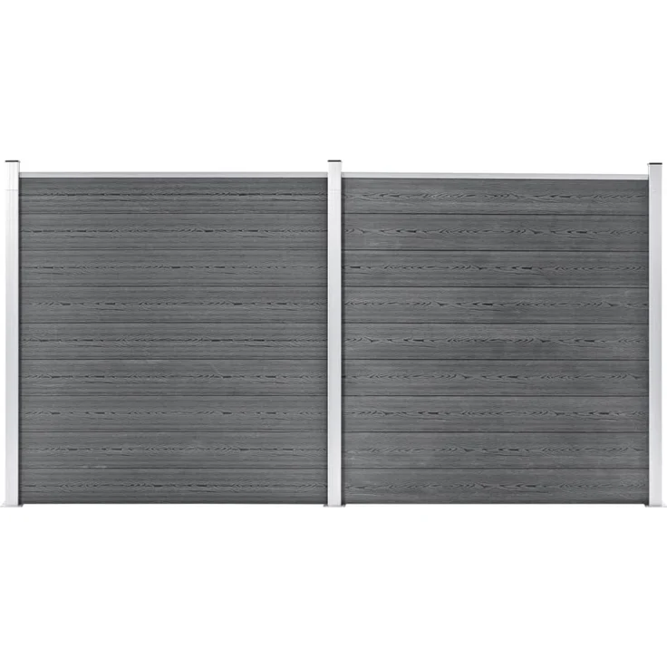 Prolenta Maison Exclusive Gartenzaun WPC, 353×186 cm, grau, robust und langlebig, einfache Montage, inkl. 18 Platten, 3 Pfosten und 2 Aluminiumstangen