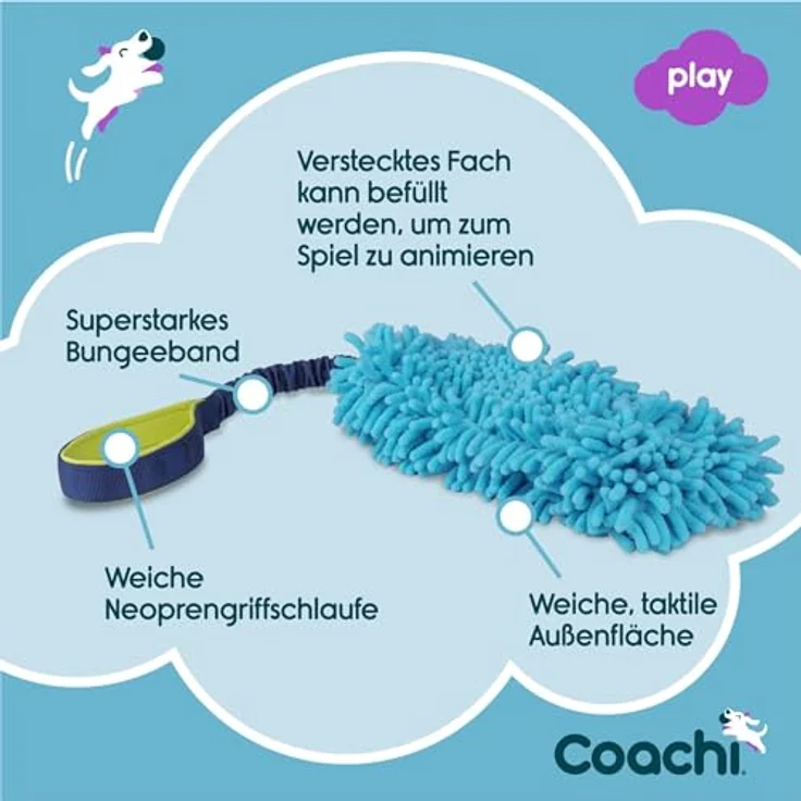 Company of Animals Coachi Tuggi Hide, interaktives Tierspielzeug mit dehnbarem Bungee-Griff, ideal für Belohnungs- und Rückruftraining, robust und angenehm, perfekt für Hunde & Welpen – Bild 3