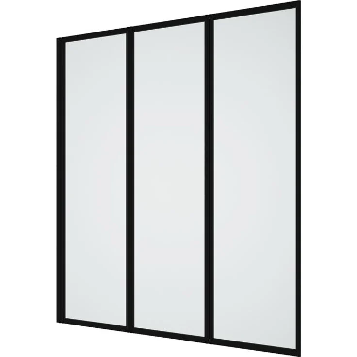 Vente-unique Badewannenabtrennung 120 x 140 cm, Metall, schwarz, DISCTRICT