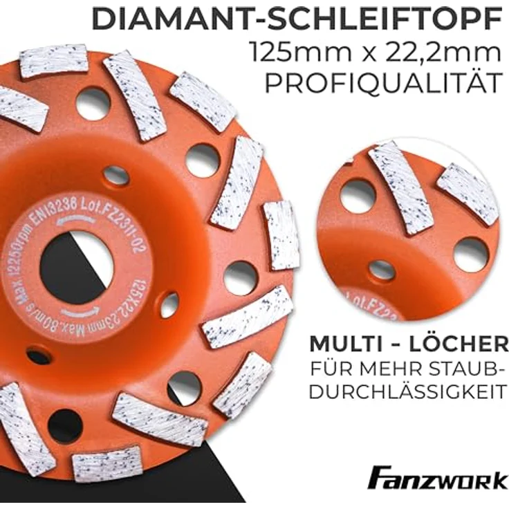 #7 FANZTOOL Absaughaube für Winkelschleifer 125mm + Diamantschleiftopf Premium - Preisvergleich – Bild 3