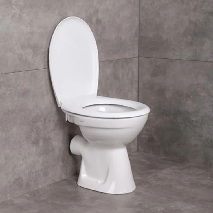 Belvit Tiefspül-WC BV-SW5001+BV-D0400, Stehend, Abgang waagerecht, Stand WC Toilette Abgang Waagerecht Wand Tiefspüler Stehend +, Weiß – Bild 10