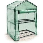 Relaxdays Foliengewächshaus Balkon 90 x 70 x 50 cm HxBxT, 2 Regale Treibhaus, Terrassen Anzuchthaus platzsparend, grün