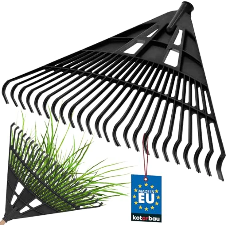 KOTARBAU® Laubrechen Kunststoff 61 cm - ohne Stiel - vielseitiger Laubbesen für Herbstlaub & Heckenschnitt - recycelter Kunststoff - schwarz – Bild 1