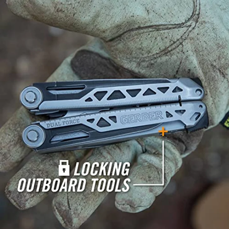 Gerber Multi-Tool Dual Force, 12 Funktionen mit Holster, Einhandöffnung und Frame-Lock, Gesamtlänge 12 cm, 420HC Stahl – Bild 2