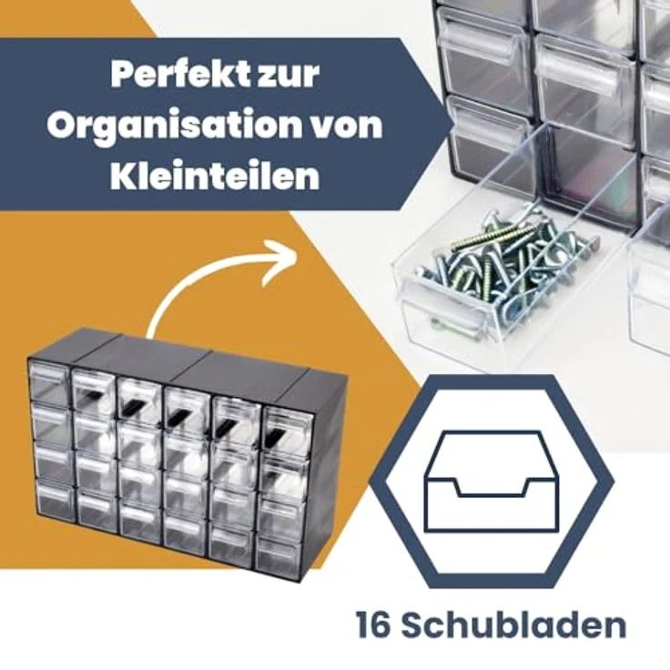 GarPet Kleinteilemagazin 24 Fach, Sortierkasten für Schrauben und Bastelzubehör, flexibler Organizer aus robustem Kunststoff – Bild 3