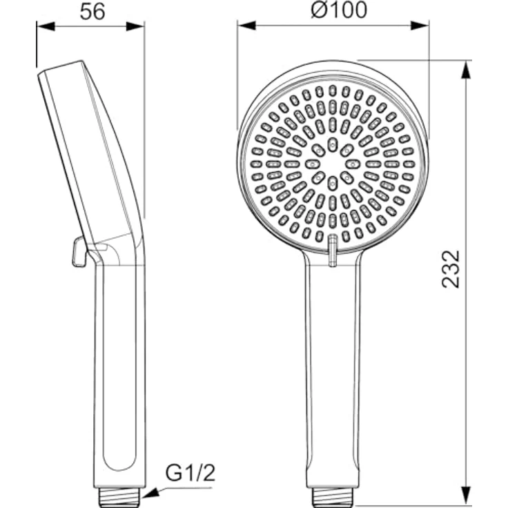 Ideal Standard Handbrause Alu+, 2-Funktionen in Silber mit komfortablem Massage- und Regenmodus, 8 l/min Durchflussreduzierung, IF Design Award 2024 – Bild 7