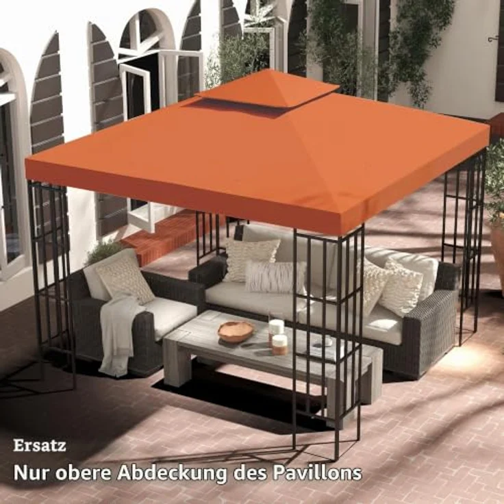 Outsunny Pavillon-Ersatzdach Ersatzdach für Metall-Pavillon, hochwertiges Terrakotta Polyester, 3 x 3 m – Bild 7