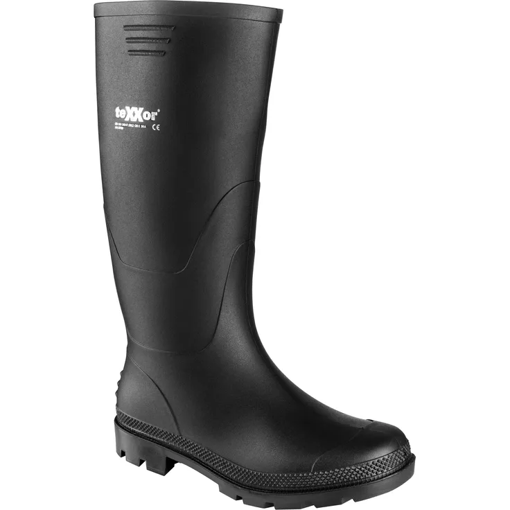 teXXor® PVC-Berufsstiefel 42, schwarz - Wetterfester Nässeschutz für Handwerk und Industrie, EN ISO 20347:2012 zertifiziert