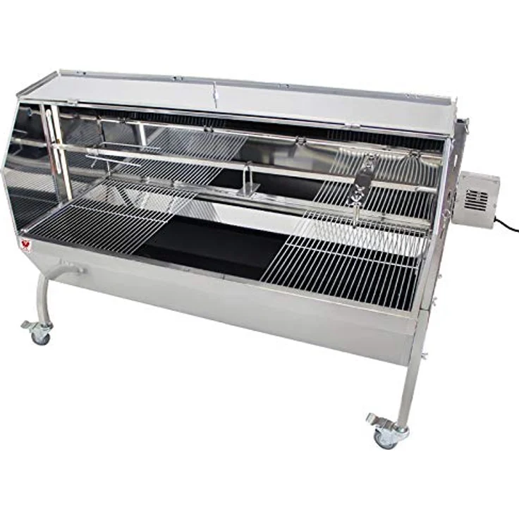 Beeketal 'BSGW-150G' Profi Spanferkelgrill mit Abdeckung, mobiler Spießgrill mit Grillmotor und höhenverstellbarem Drehspieß, stabile Edelstahl Konstruktion mit 4 bremsbaren 360° Grad Rollen – Bild 2