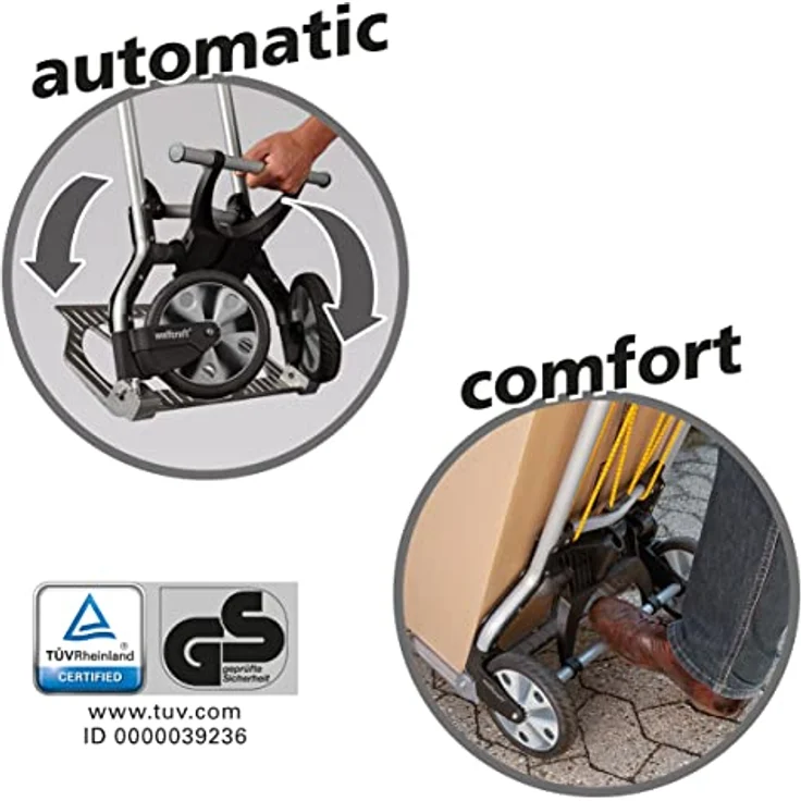 wolfcraft TS 850 Transportsystem 5501000 | Komfortable & klappbare Sackkarre für Lasten bis zu 100 kg | Stabiler Handkarren für Getränkekisten, Blumenkübel, uvm. – Bild 3