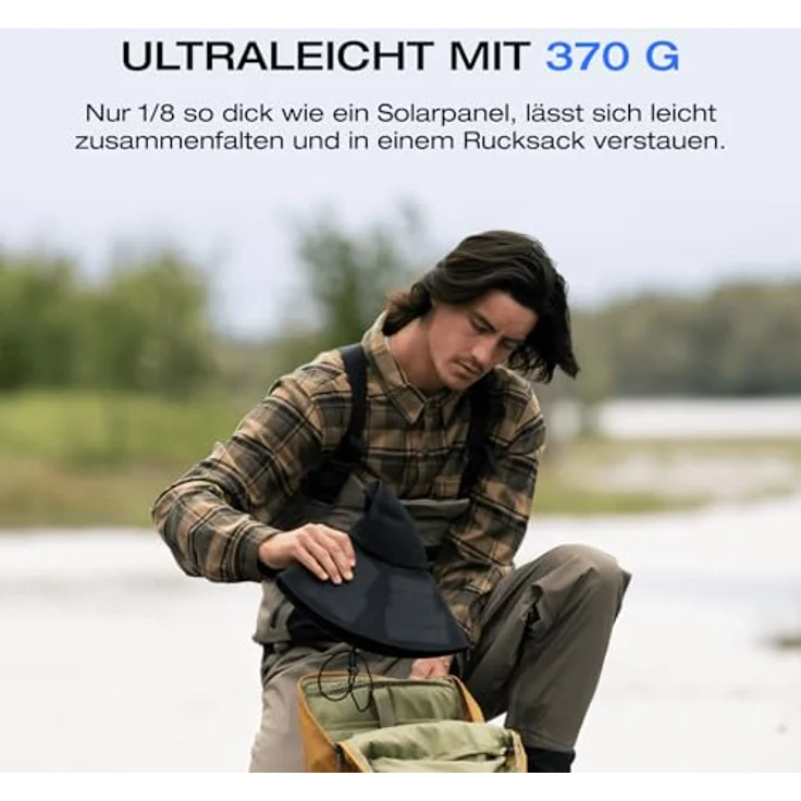 EF EcoFlow Solar Hut 360° - Wasserdichter, ultraleichter faltbarer Solarhut mit zwei USB-A und USB-C Anschlüssen für mobiles Laden von Geräten beim Wandern, Angeln, Camping, am Strand (Größe M-L) – Bild 5
