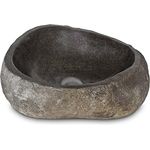 Oriental Galerie Top Serie Flussstein Handwaschbecken Naturstein Waschschale Stein Findling Natur Grau ca. 30-35 cm