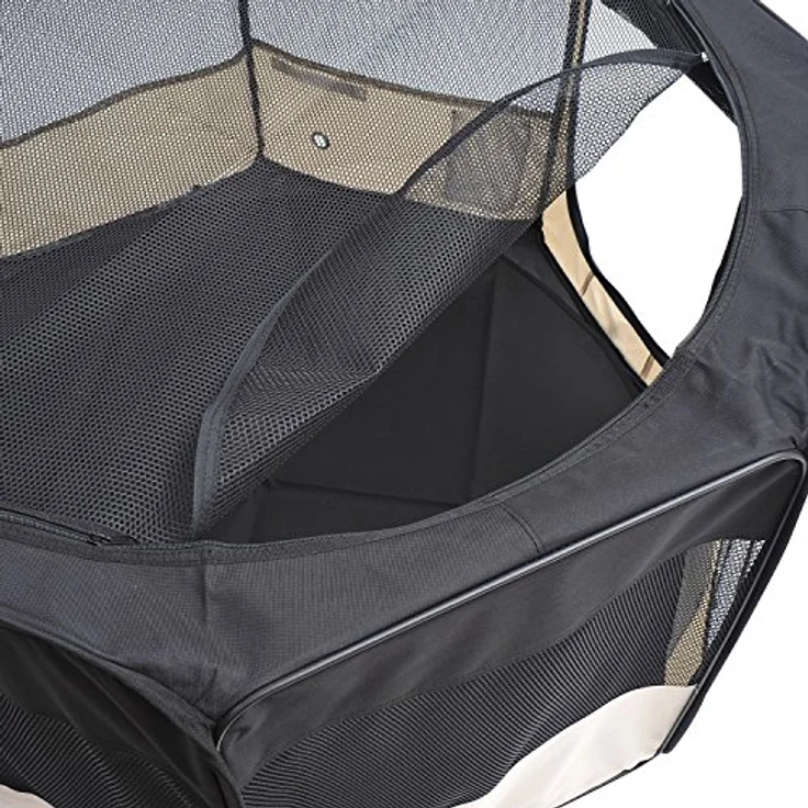 PawHut Welpenauslauf Freilaufgehege Tierlaufstall Laufstall Welpenzaun Welpen-Laufstall Hundelaufstall 600D Oxford Ø120 x H58 cm – Bild 5