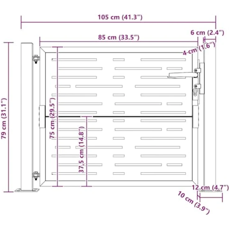 vidaXL Gartentor 105x80 cm Cortenstahl Quadratisches Design Abschließbar Rostig – Bild 3