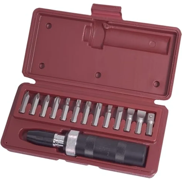KRAFTWERK Handschlagschrauber Set 15-tlg., inkl. 12 Bits und Steckschlüsselhalter-Bit 3/8", Schraubenlöser Werkzeug