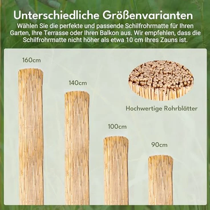 Intergo Schilfrohrmatte sichtschutz windschutz sichtschutzmatte schilfmatte 100x300cm – Bild 7