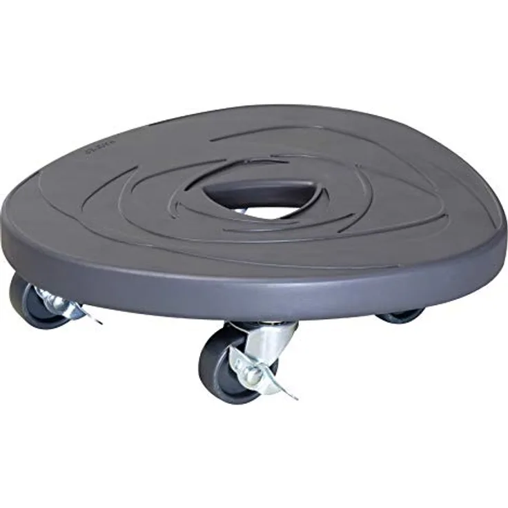 Wagner Pflanzenroller Stone Space Design Ø 28 x 7,5 cm I Blumenroller für Außenbereich + Innenbereich I Kübelroller aus Beton, Schiefer I 2 Feststeller I Tragkraft 80 kg - 20090301