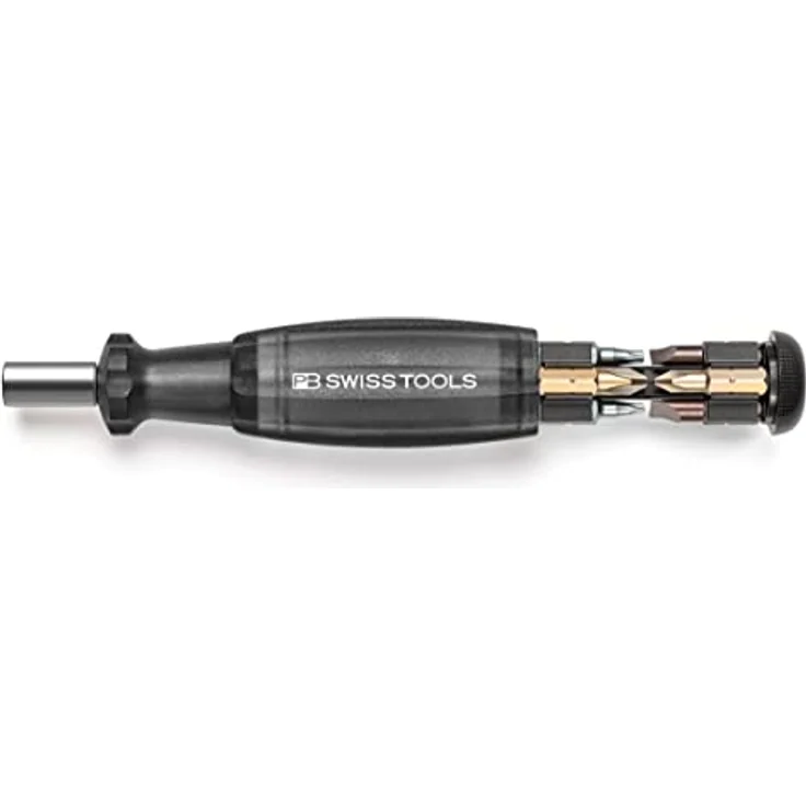 PB Swiss Tools Bit Handhalter Schraubendreher PB 6464 | 100% Swiss Made | Schraubendreher mit Bits im Griff, inklusive Schlitz 2/3/4, PH1/PH2, T10/T15/T20 Bits, Schwarz – Bild 3