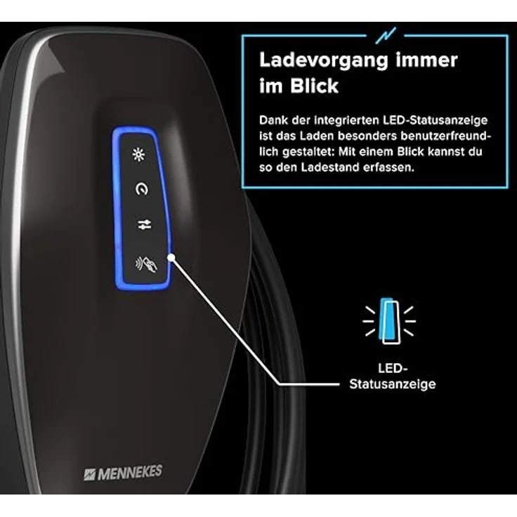 Mennekes Amtron 4You 310, Elektroauto Ladestation (Typ 2, 11 kW) mit RFID-Zugangsschutz und PV-Laden, 7,5 m Ladekabel – Bild 4