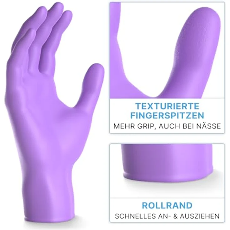ARNOMED Einweghandschuhe Lila, 1000 Stück Nitrilhandschuhe M, puderfrei, hautfreundlich, für Pflege und Kosmetik – Bild 3