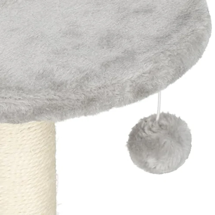 SPRINGOS Kratzbaum Plattform mit Spielball, Spielmaus und Brücke, grau-creme, 47 cm – Bild 5