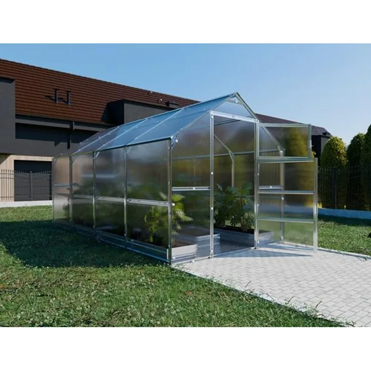 BAUMERA Gewächshaus KLASIKA BERNARD 2,35x4 m, Giebelgewächshaus mit 4 mm Polycarbonat, verzinktem Stahlrahmen, einfache Montage