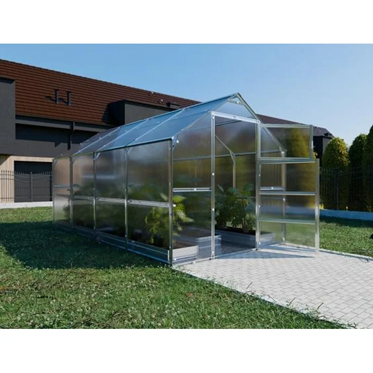 BAUMERA Gewächshaus KLASIKA BERNARD 2,35x4 m, Giebelgewächshaus mit 4 mm Polycarbonat, verzinktem Stahlrahmen, einfache Montage