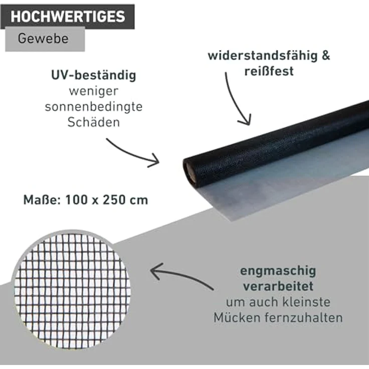 Windhager Moskitonetz, Insektenschutzgitter, UV-beständig und reißfest, BxH: 100x250 cm – Bild 3