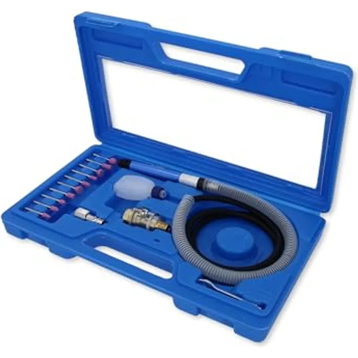 BRILLIANT TOOLS Druckluft-Stiftschleifer-Satz, 16-tlg. mit stufenloser Geschwindigkeitsregulierung und 3-mm- Spannzangen
