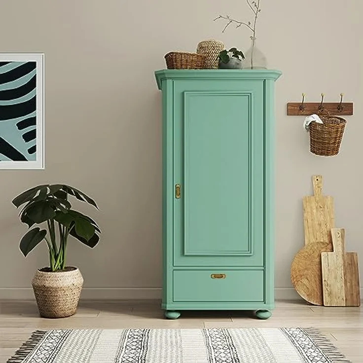 MissPompadour Holzfarbe Grün mit Jade, 1L seidenmatte Möbelfarbe für Innen & Außen, witterungsbeständig, hohe Deckkraft, wasserbasiert – Bild 6