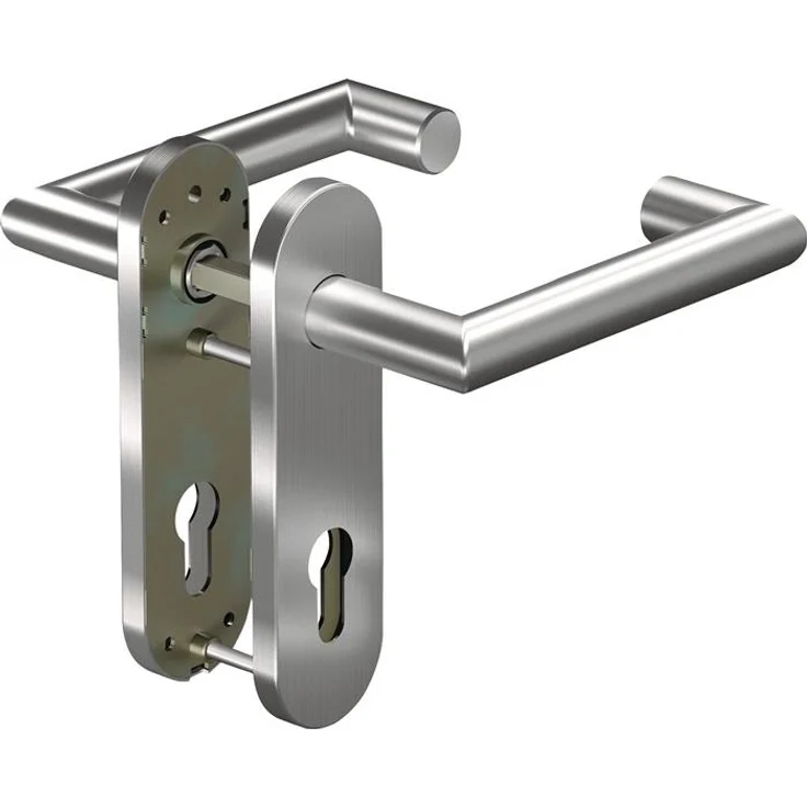 Ogro Türgriff + Türgarnitur Feuerschutzgarnitur 8907/7051K Aluminium, DIN links, für Türstärke 38-63 mm, PZ abgerundet, beidseitig Drücker