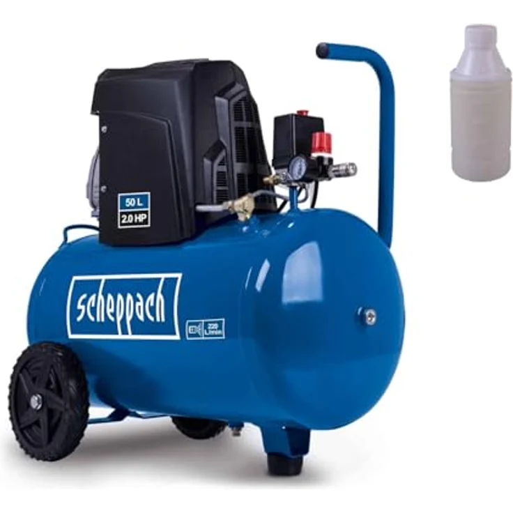 Scheppach HC63 Kompressor, 1500W, 50L Kessel, 10bar Druck, Ansaugleistung 220 L/min, ölgeschmiert, transportabel – Bild 1