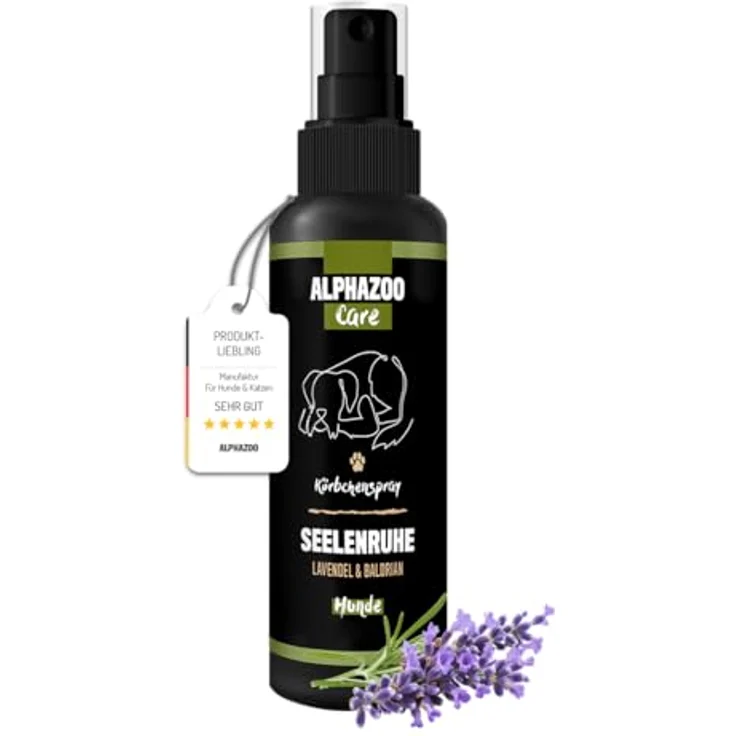ALPHAZOO Seelenruhe Körbchenspray 100ml, Natürliches Anti-Stress Beruhigungsmittel mit Baldrian für Hunde – Bild 1