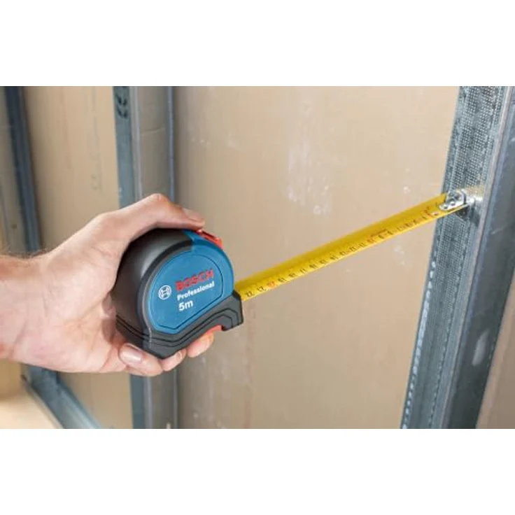 Bosch Professional Maßband 5 m (Einhandbedienung, Gürtelklemme, Magnethaken, 2 Stopp-Tasten, 27 mm Nylon-Stahlband) – Bild 6