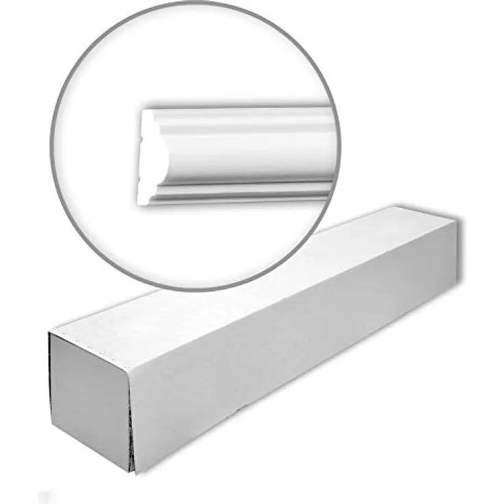 Profhome Zierleiste 651322, Leisten-Set mit 28 Zierleisten, 56 m, extrudiertes Polystyrol (XPS), weiß, für Innen- und Außenbereich
