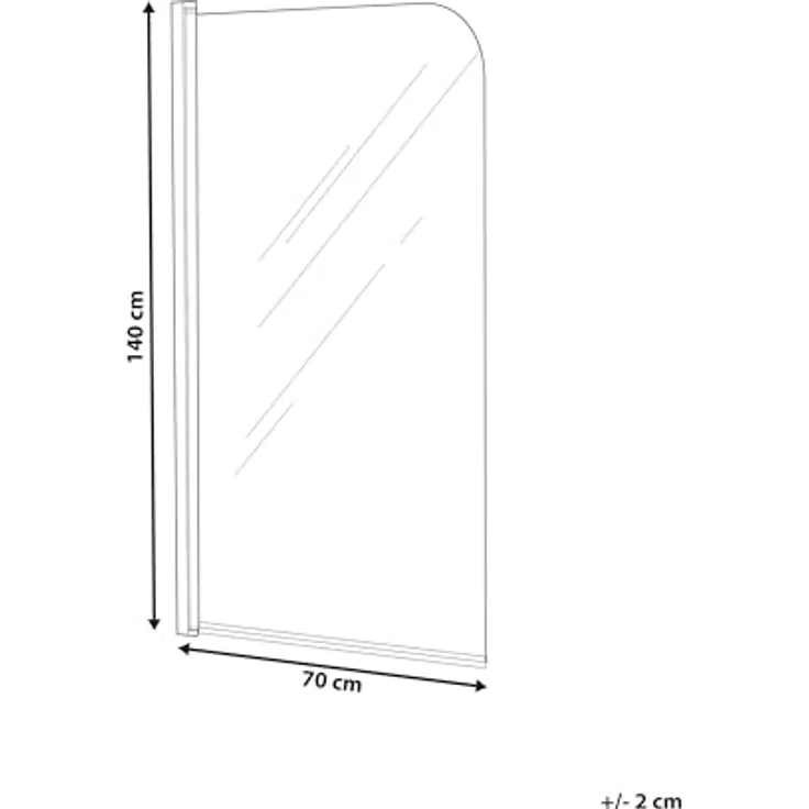 Beliani Badewannenaufsatz Gold, Schwenkbare Duschwand aus Sicherheitsglas und Aluminiumprofil, 140 cm hoch, 70 cm breit, 1-teilig, modern für Badezimmer – Bild 3