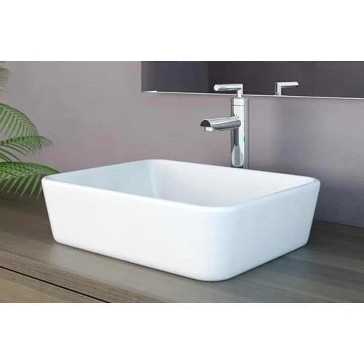 NEG Aufsatzwaschbecken NEG Aufsatz-Waschbecken Uno32A (eckig) (32A) Weiß mit Nanobeschichtung und Lotus-Effekt – Bild 3