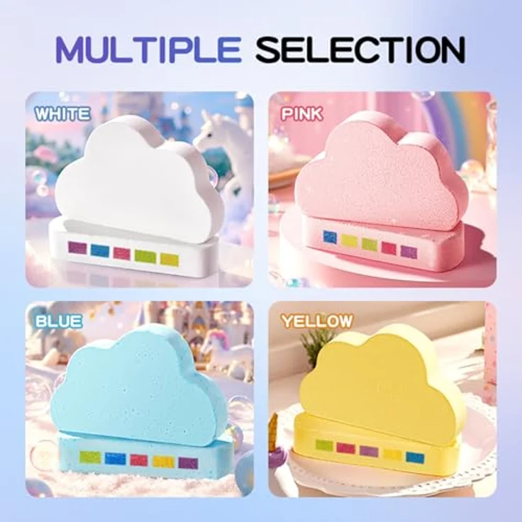 Crsetmyth Rainbow Clouds Badebomben, 4x120g Bunte Badekugeln mit ätherischen Ölen für Entspannung und Feuchtigkeit, perfekt für Damen und Herren – Bild 3