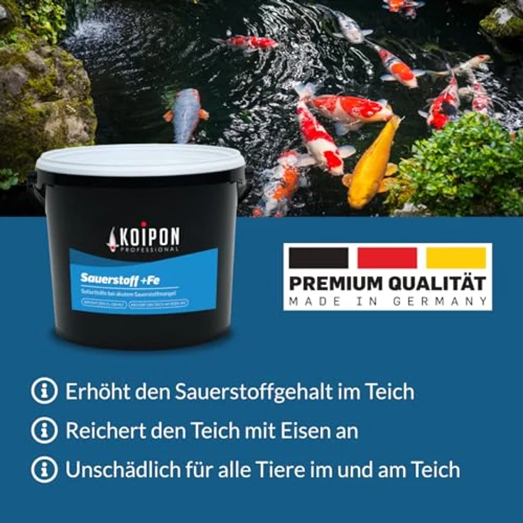 KOIPON Teichpflege KOIPON Sauerstoff +FE Aktivsauerstoff, Soforthilfe bei Sauerstoffmangel, Fischverträglich, Ganzjährig, Made in Germany – Bild 5