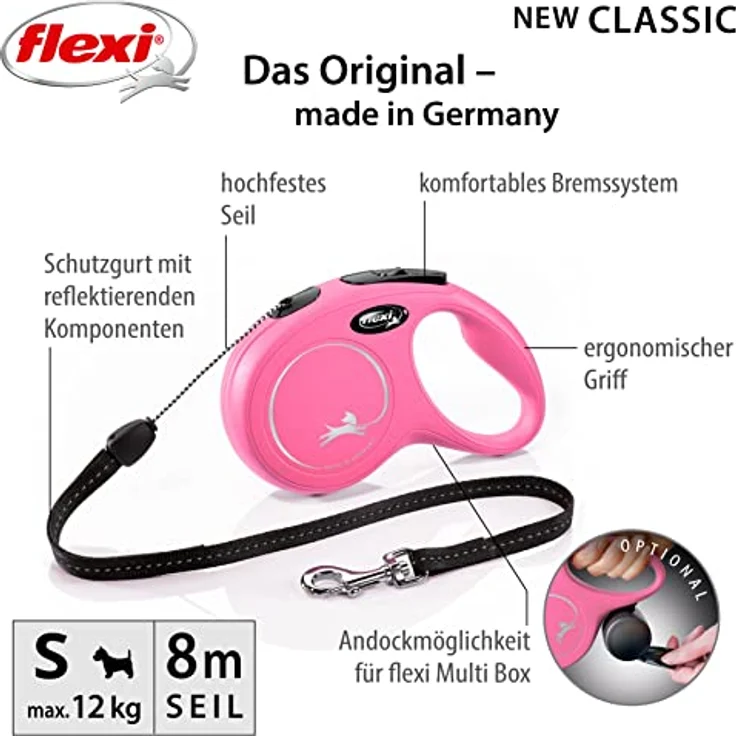 Flexi Hundeleine New Classic S Länge: 8 m, pink – Bild 2