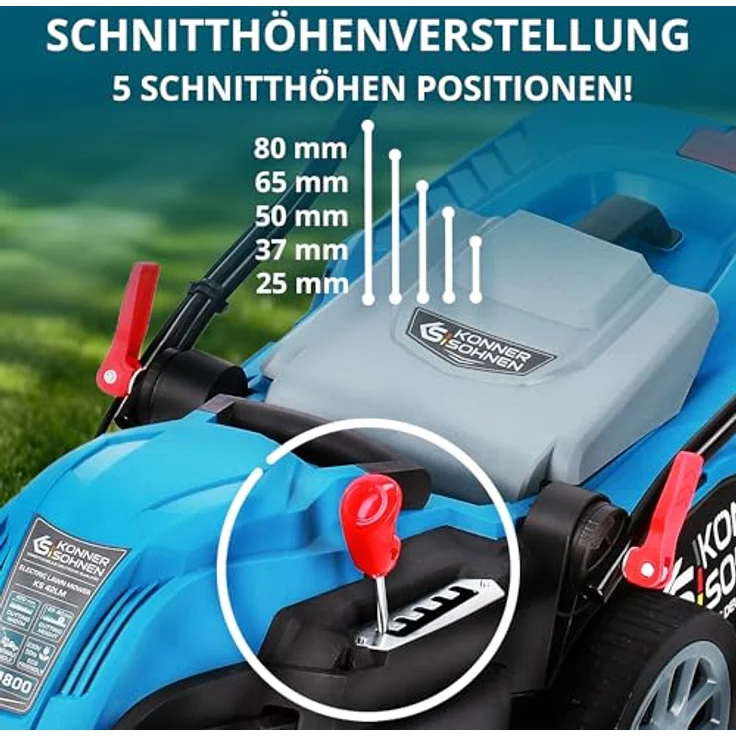 Könner & Söhnen Elektro-Rasenmäher KS 42LM, 1.800 W, Schnittbreite 42 cm, 3-in-1-Funktion, höhenverstellbar – Bild 6